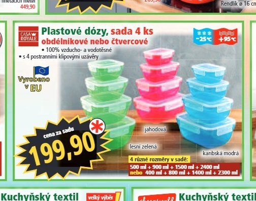 Plastové dózy, sada 4 ks