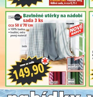 Bavlněné utěrky na nádobí, sada 3 ks