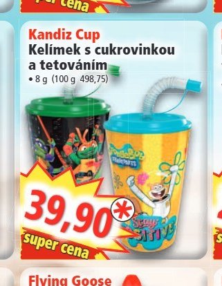 Kandiz Cup Kelímek s cukrovinkou a tetováním