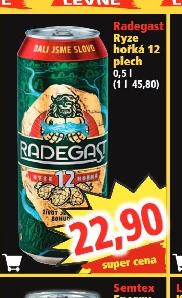 Radegast Ryze hořká 12 plech 0,5 l
