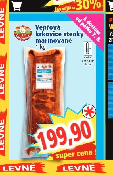 Vepřová krkovice steaky marinované 1 kg