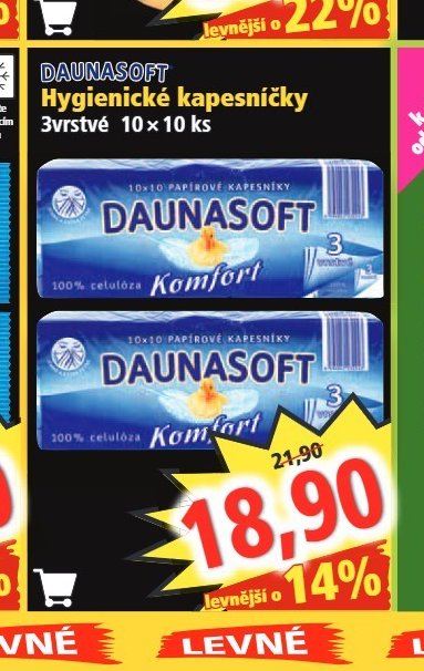 DAUNASOFT Hygienické kapesníčky 10x10 ks