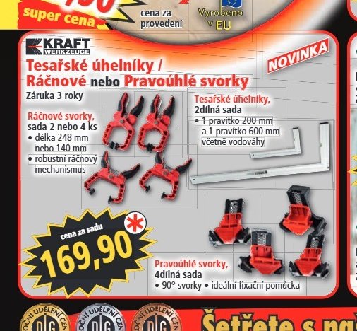 Tesařské úhelníky / Ráčnové nebo pravoúhlé svorky