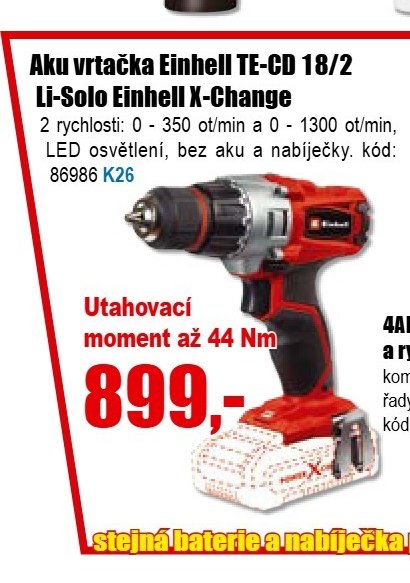 Aku vrtačka Einhell TE-CD 18/2 Li-Solo