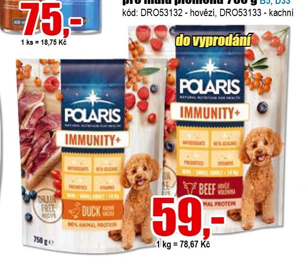 POLARIS IMMUNITY+ granule pro malá plemena 750 g