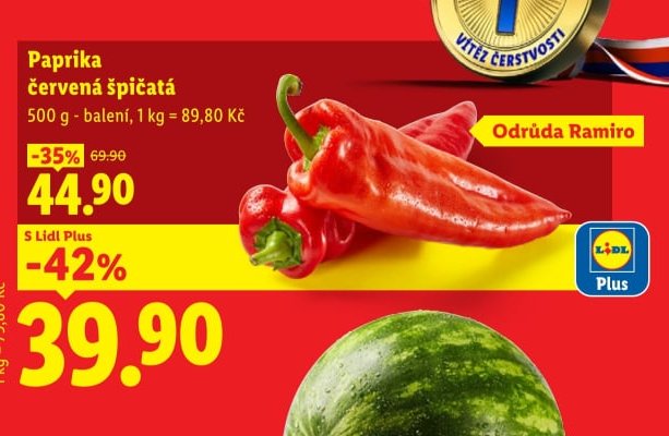 Paprika červená špičatá