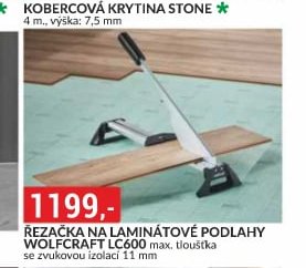 ŘEZAČKA NA LAMINÁTOVÉ PODLAHY WOLFCRAFT LC600 max. tloušťka se zvukovou izolací 11 mm