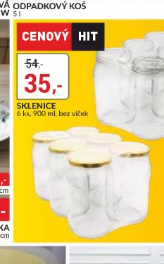 SKLENICE 6 ks, 900 ml, bez víček