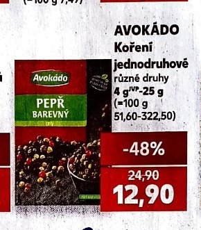 AVOKÁDO Koření jednodruhové