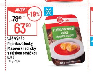 Váš Výběr Paprikové lusky, Masové knedlíčky s rajskou omáčkou