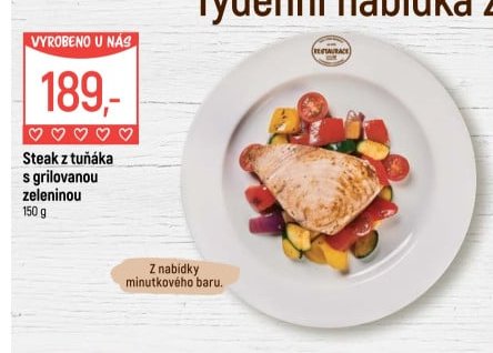 Steak z tuňáka s grilovanou zeleninou 150 g