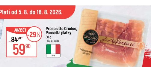 Prosciutto Crudo, Pancetta plátky