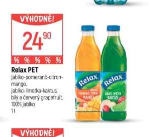 Relax PET jablko-pomeranč-citron-mango, jablko-limetka-kaktus, bílý a červený grapefruit, 100% jablko