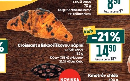 Croissant s lískooříškovou náplní