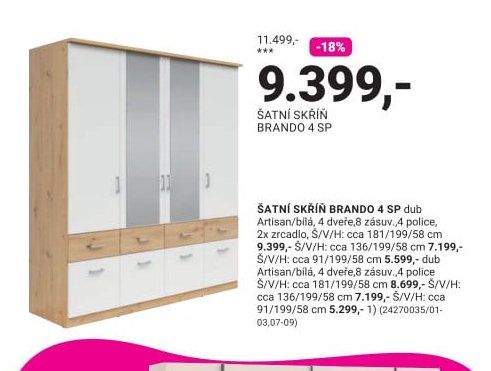 ŠATNÍ SKŘÍŇ BRANDO 4 SP