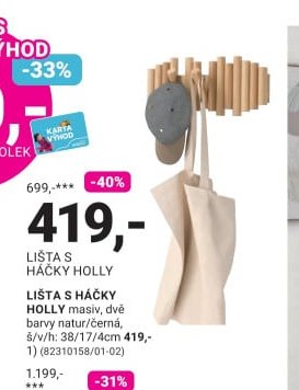 LIŠTA S HÁČKY HOLLY