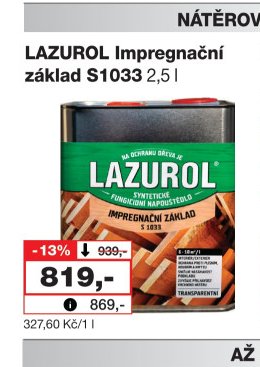 LAZUROL Impregnační základ S1033 2,5 l