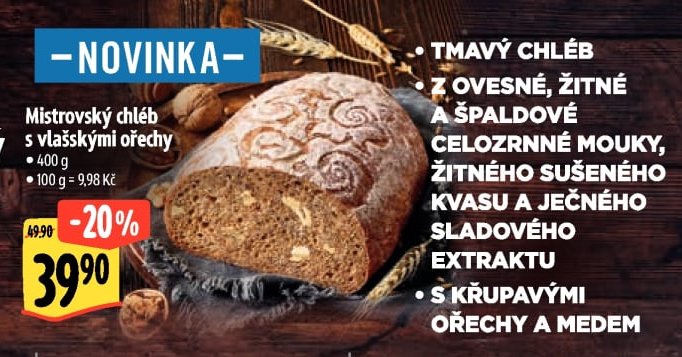 Mistrovský chléb s vlašskými ořechy