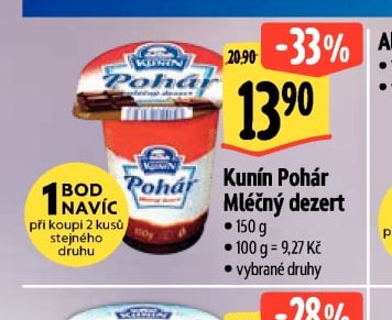 Kunín Pohár mléčný dezert