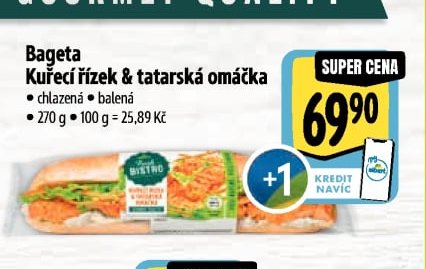 Bageta Kuřecí řízek & tatarská omáčka