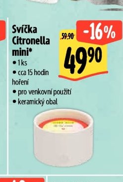 Svíčka Citronella mini