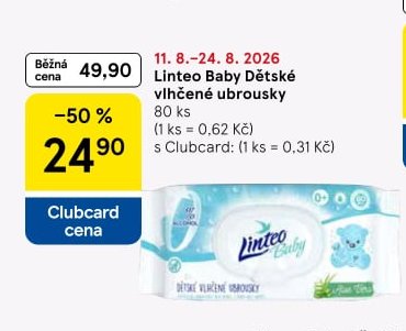 Linteo Baby Dětské vlhčené ubrousky 80 ks