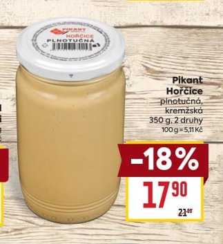 Pikant Hořčice plnotučná, kremžská 350 g