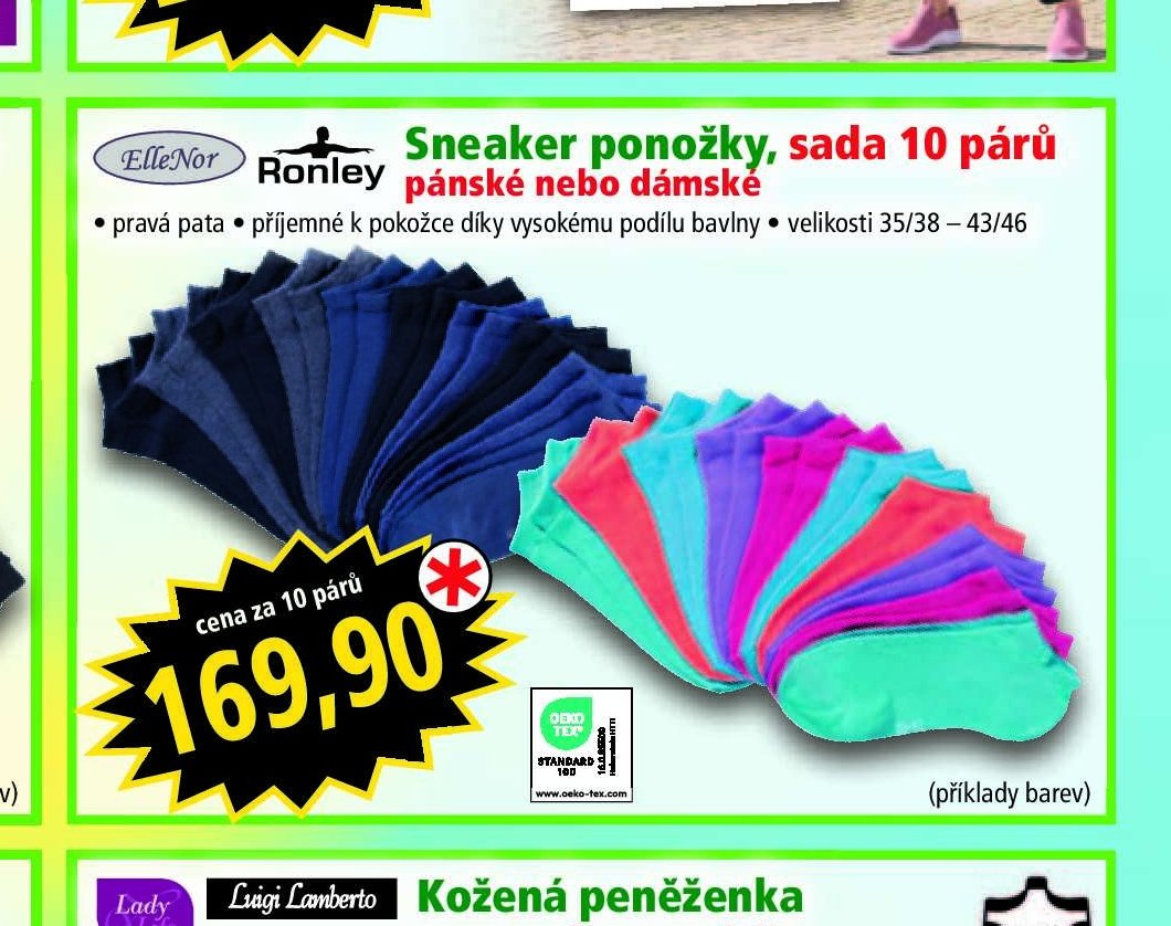 Sneaker ponožky, sada 10 párů pánské nebo dámské