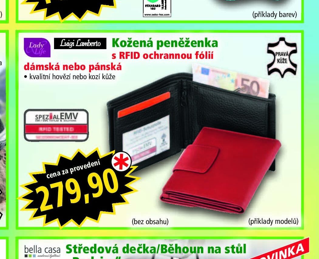 Kožená peněženka s RFID ochrannou fólií