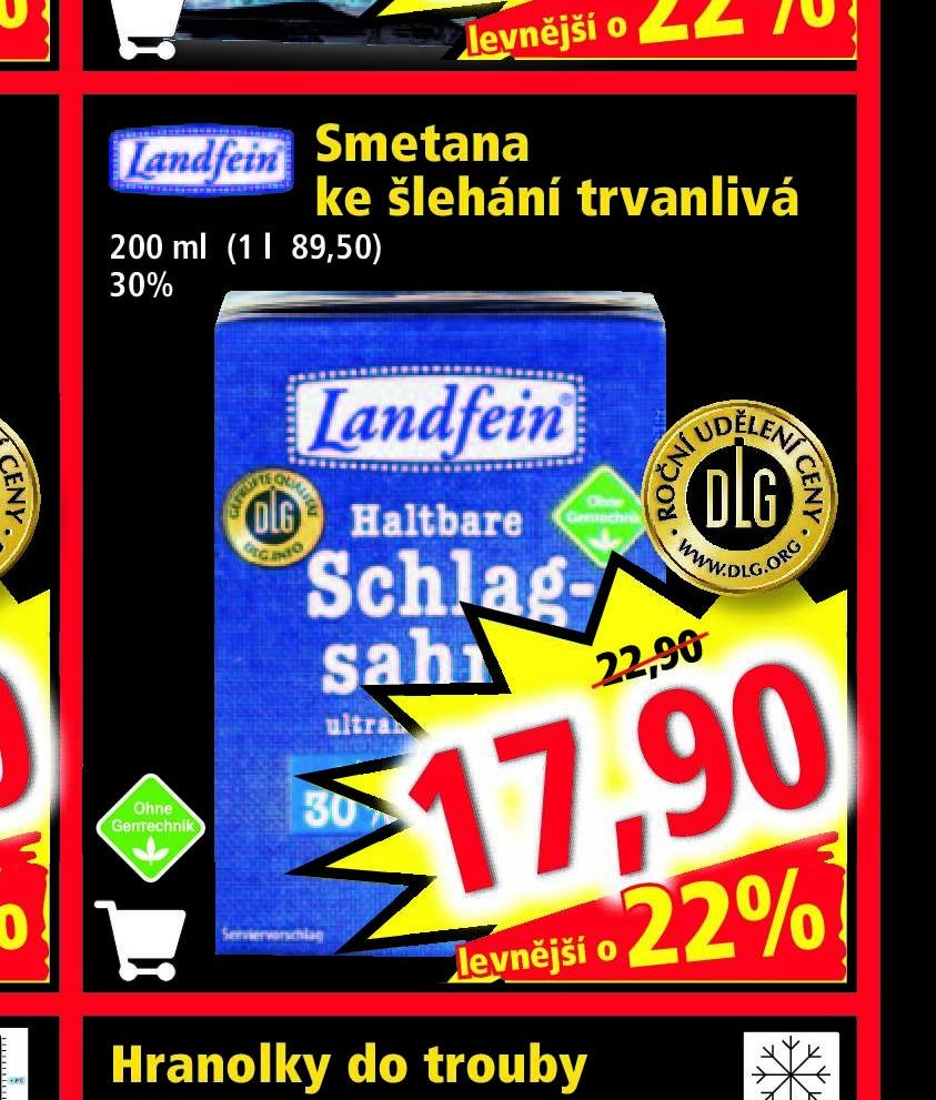 Smetana ke šlehání trvanlivá