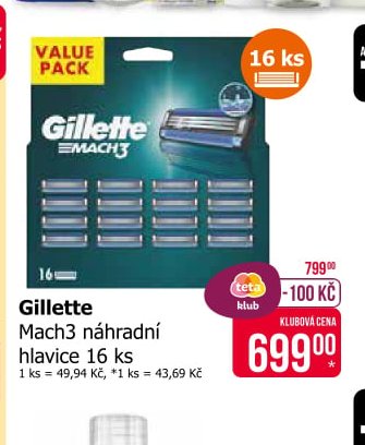 Gillette Mach3 náhradní hlavice 16 ks