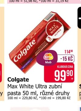 Colgate Max White Ultra zubní pasta 50 ml, různé druhy