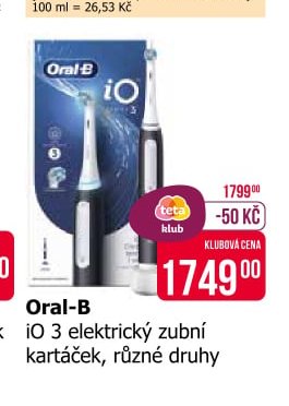 Oral-B iO 3 elektrický zubní kartáček, různé druhy