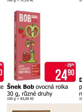 Šnek Bob ovocná rolka 30 g, různé druhy