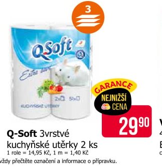 Q-Soft 3vrstvé kuchyňské utěrky 2 ks