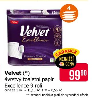 Velvet Excellence 4vrstvý toaletní papír