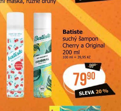 Batiste suchý šampon Cherry a Original 200 ml
