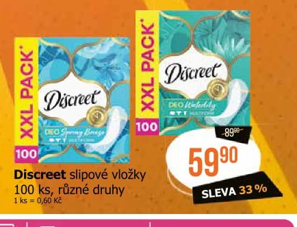 Discreet slipové vložky 100 ks, různé druhy