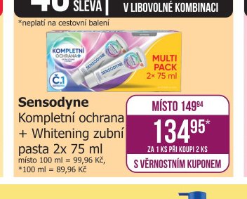 Sensodyne Kompletní ochrana + Whitening zubní pasta 2x 75 ml