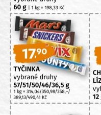 Tyčinka Mars, Snickers