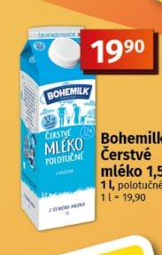 Bohemilk Čerstvé mléko 1,5%
