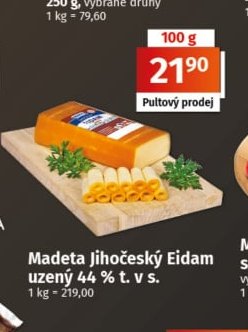 Madeta Jihočeský Eidam uzený 44 % t. v s.
