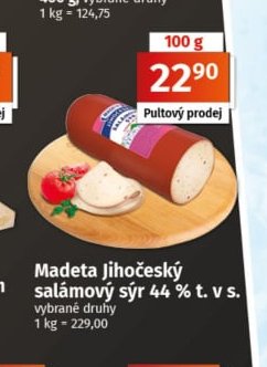 Madeta Jihočeský salámový sýr 44 % t. v s.