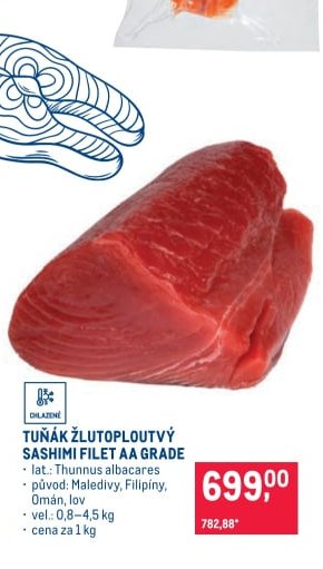Tuňák žlutoploutvý sashimi filet AA grade