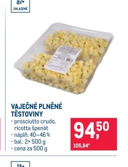 VAJEČNÉ PLNĚNÉ TĚSTOVINY