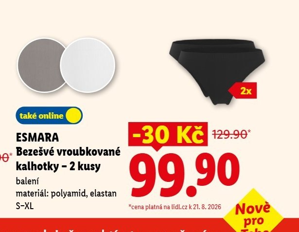 ESMARA Bezešvé vroubkované kalhotky – 2 kusy