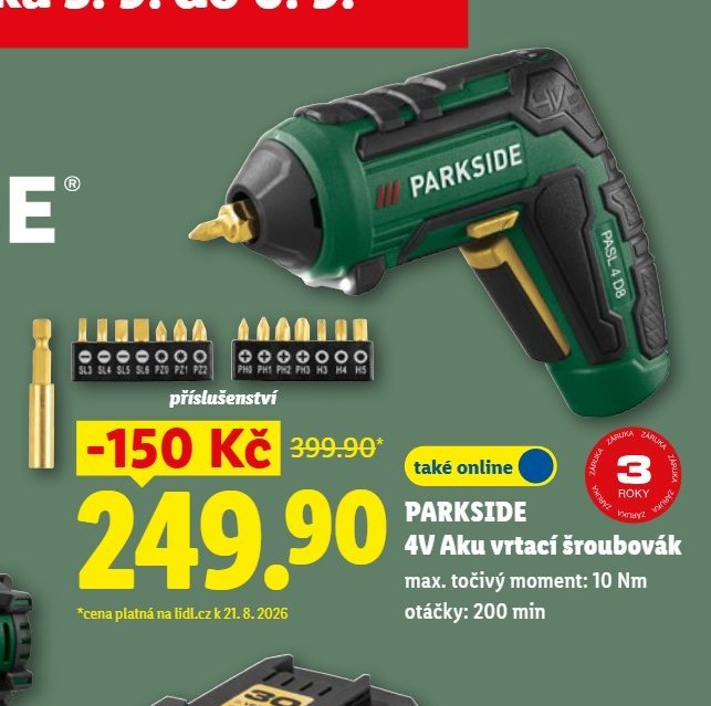 PARKSIDE 4V Aku vrtací šroubovák
