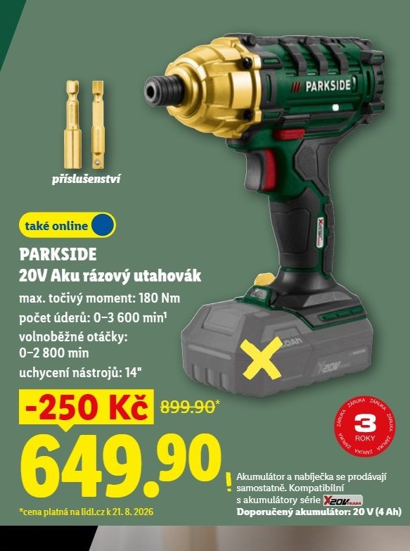PARKSIDE 20V Aku rázový utahovák