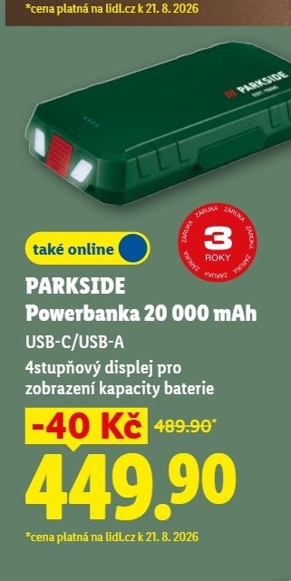 PARKSIDE Powerbanka 20 000 mAh