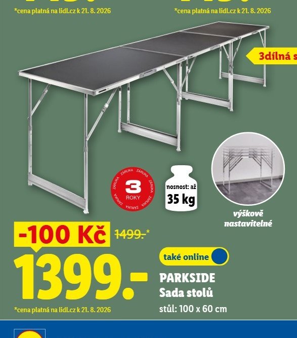 PARKSIDE Sada stolů